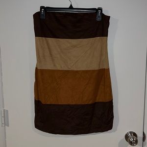 Strapless brown suede feel dress size large.